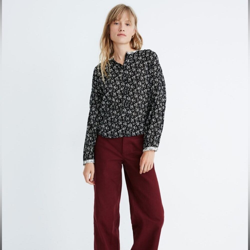 Madewell Print-Mix Meadow Shirt in Branch Floral in Winter Floral Mix Navy/Cream